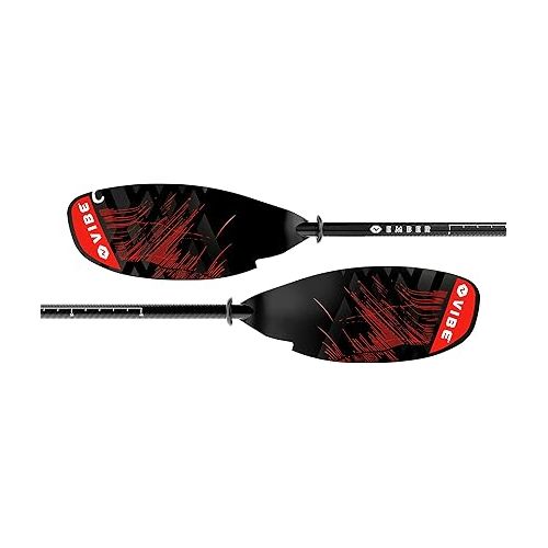  Vibe Ember Kayak Angler Fishing Lightweight Paddle - Carbon Fiber Shaft & Fiberglass Reinforced Blades - Adjustable 240-260cm - Built-in Retrieval Hook and Dock Pull