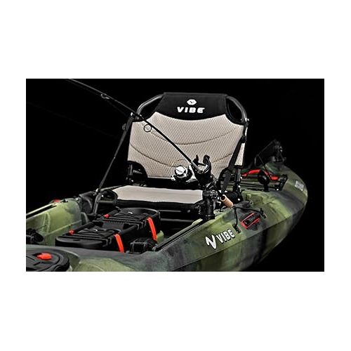  Vibe Kayaks Sea Ghost 110 11 Foot Angler Sit On Top Fishing Kayak with Adjustable Hero Comfort Seat & Transducer Port + Rod Holders + Storage + Rudder System Included