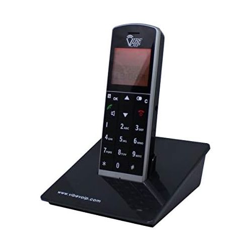  VibeVoip Cordless VoIP Phone with Free Phone Service Unlimited Free Calls - Cordless Telephone, Black