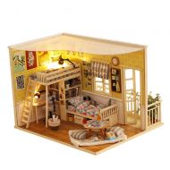 Vibola Dollhouse Kit,Romantic 3D Miniature Wooden Dollhouse with Lights and Furnitures DIY Puzzle House Furniture Craft Kits Best Birthdays for Boys and Girls