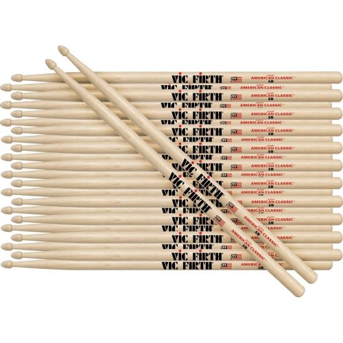  Vic Firth 12-Pair American Classic Hickory Drumsticks Wood Rock