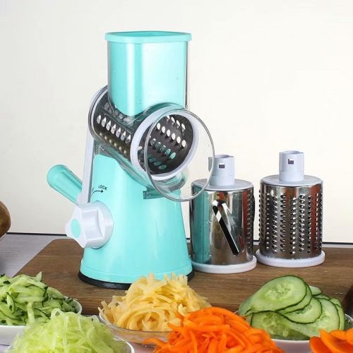  VicTsing Food Chopper Vegetable Slicer Multi-Function Fruit Cutter Speedy Rotary Round Drum Cheese Grater with Stainless Steel Blades Strong-Hold Suction for Grinding Cutting