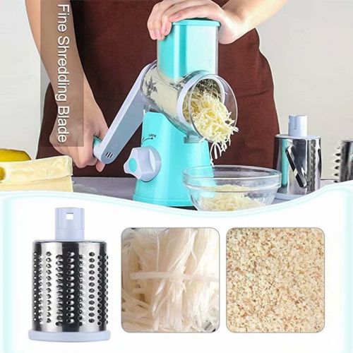  VicTsing Food Chopper Vegetable Slicer Multi-Function Fruit Cutter Speedy Rotary Round Drum Cheese Grater with Stainless Steel Blades Strong-Hold Suction for Grinding Cutting