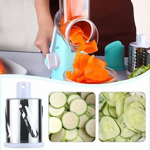  VicTsing Food Chopper Vegetable Slicer Multi-Function Fruit Cutter Speedy Rotary Round Drum Cheese Grater with Stainless Steel Blades Strong-Hold Suction for Grinding Cutting