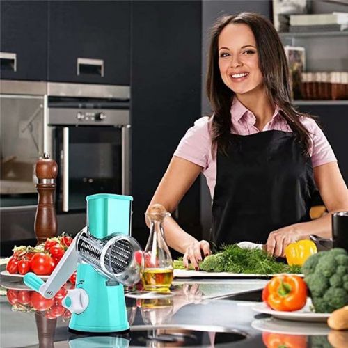  VicTsing Food Chopper Vegetable Slicer Multi-Function Fruit Cutter Speedy Rotary Round Drum Cheese Grater with Stainless Steel Blades Strong-Hold Suction for Grinding Cutting