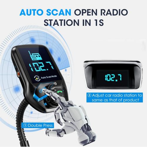  [아마존 핫딜]  [아마존핫딜]VicTsing (Upgraded Version) Bluetooth FM Transmitter, Auto Scan Unused Station Bluetooth Radio Transmitter Adapter for Car with 1.8 Color Screen, QC 3.0, EQ Modes, Aux, Hands-Free