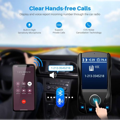  [아마존 핫딜]  [아마존핫딜]VicTsing (Upgraded Version) 1.8 Color Display Bluetooth FM Transmitter for Car, Wireless Radio Transmitter Adapter with EQ Mode, Power Off, 3 USB Ports, 4 Music Playing, Hands-Free