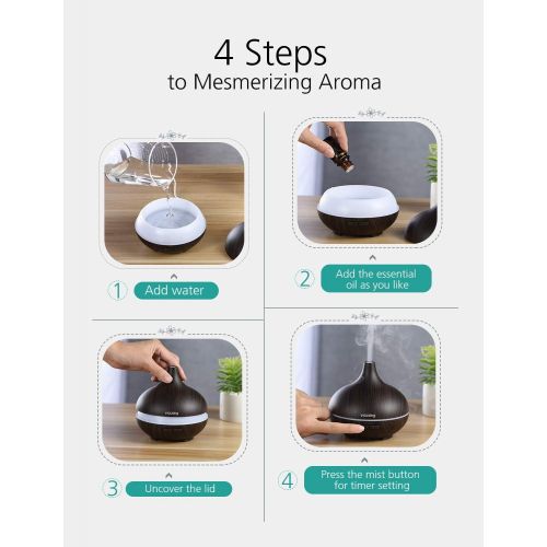  [아마존 핫딜] [아마존핫딜]VicTsing Essential Oil Diffuser, 150ml Mini Wood Grain Aroma Diffuser, Aromatherapy Diffuser with Auto Shut-Off Function and 7 Color Lights BPA-free for Office Home Study Yoga Spa