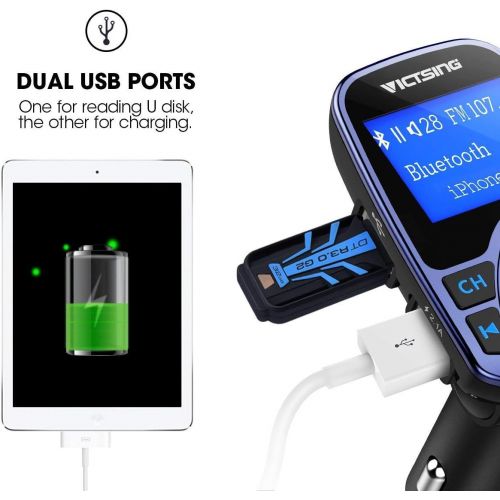  [아마존핫딜][아마존 핫딜] VicTsing Bluetooth FM Transmitter for Car, Wireless Bluetooth Radio Transmitter Adapter with Hand-Free Calling and 1.44 LCD Display, Music Player Support Tf Card USB Flash Drive Au