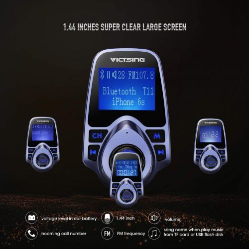  [아마존핫딜][아마존 핫딜] VicTsing Bluetooth FM Transmitter for Car, Wireless Bluetooth Radio Transmitter Adapter with Hand-Free Calling and 1.44 LCD Display, Music Player Support Tf Card USB Flash Drive Au