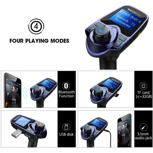  [아마존핫딜][아마존 핫딜] VicTsing Bluetooth FM Transmitter for Car, Wireless Bluetooth Radio Transmitter Adapter with Hand-Free Calling and 1.44 LCD Display, Music Player Support Tf Card USB Flash Drive Au