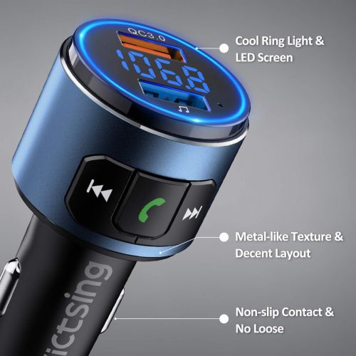  [아마존핫딜][아마존 핫딜] VicTsing (Upgraded Version) V5.0 Bluetooth FM Transmitter for Car, QC3.0 & LED Backlit Wireless Bluetooth FM Radio Adapter Music Player /Car Kit with Hands-Free Calls, Siri Google