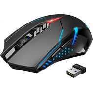 [아마존베스트]VicTsing Wireless Gaming Mouse with Unique Silent Click, Breathing Backlit, 2 Programmable Side Buttons, 2400 DPI, Ergonomic Grips, 7-Button Design- Black