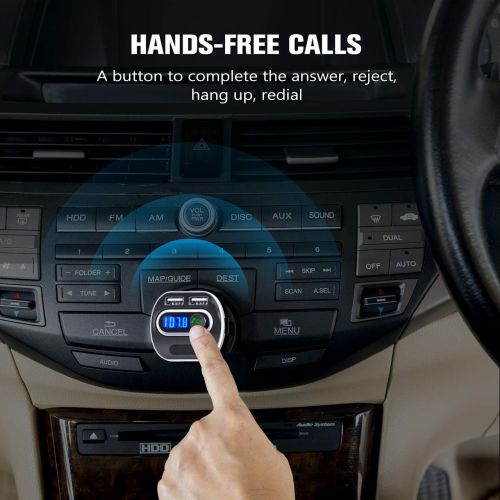  [아마존베스트]VicTsing (Upgraded Version) V4.1 Bluetooth FM Transmitter for Car, Wireless In-Car Bluetooth Adapter, Bluetooth Radio Transmitter Support Aux Input Output, TF Card and U-Disk, Hand