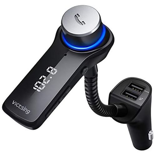  [아마존베스트]VicTsing Bluetooth FM Transmitter for Car, Wireless in-Car Radio Transmitter, Music Player Car Kit with Power Off, Stereo Sound, Hands-Free Calls and 2 USB Ports Support USB Flash