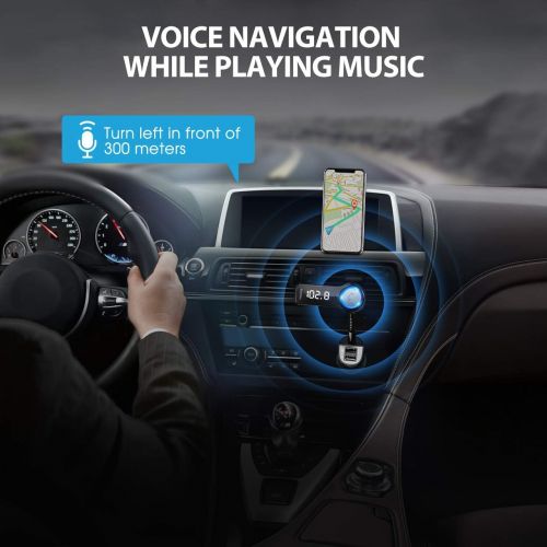  [아마존베스트]VicTsing Bluetooth FM Transmitter for Car, Wireless in-Car Radio Transmitter, Music Player Car Kit with Power Off, Stereo Sound, Hands-Free Calls and 2 USB Ports Support USB Flash