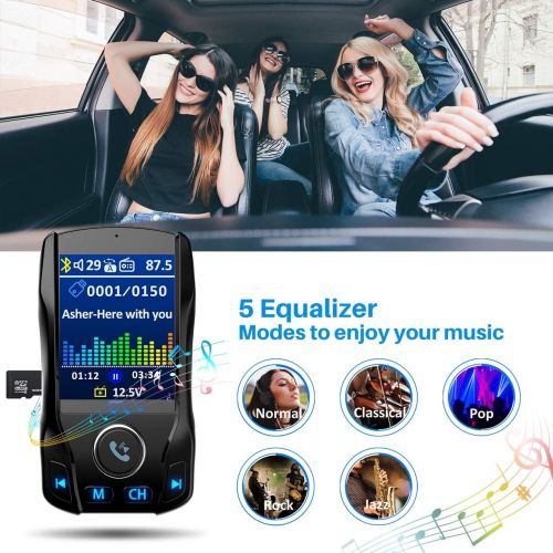  [아마존베스트]VicTsing (Upgraded Version) 1.8 Color Display Bluetooth FM Transmitter for Car, Wireless Radio Transmitter Adapter with EQ Mode, Power Off, 3 USB Ports, 4 Music Playing, Hands-Free