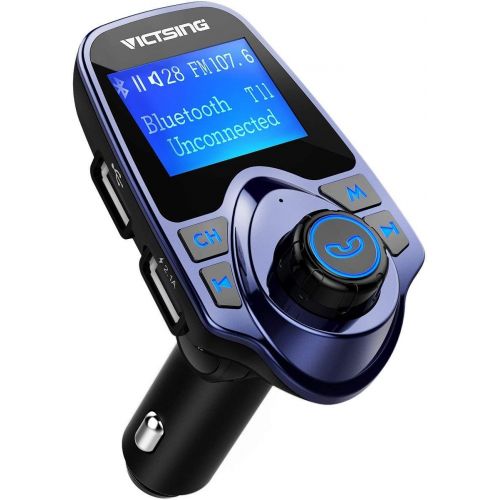  [아마존베스트]VicTsing Bluetooth FM Transmitter for Car, Wireless Bluetooth Radio Transmitter Adapter with Hand-Free Calling and 1.44 LCD Display, Music Player Support Tf Card USB Flash Drive Au