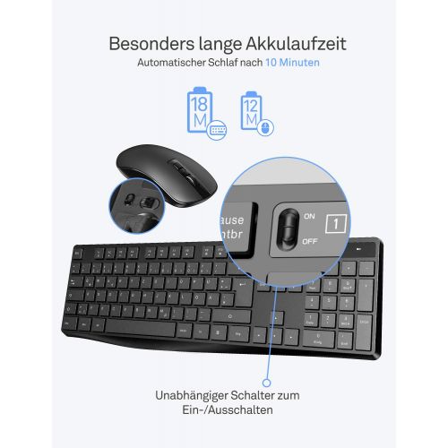  [아마존 핫딜]  [아마존핫딜]VicTsing Tastatur Maus Set kabellos, Funkmaus und Tastatur, kabellos Schokoladen Tastenkappe, Mause gerauschlose Klicken, fuer PC, Desktop, Notebook, Laptop, Windows XP/ 7/8/ 10, Ma