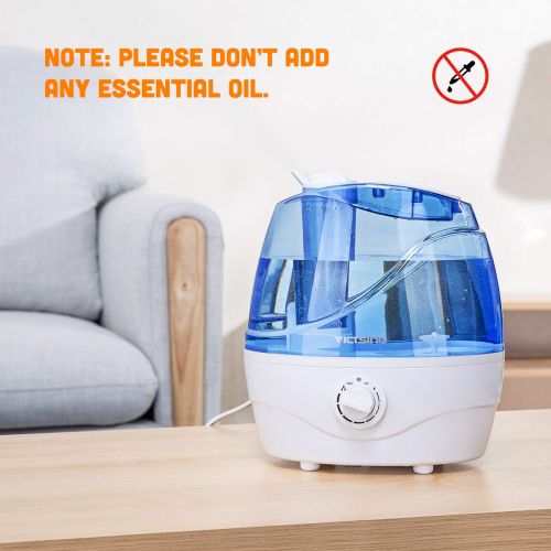  VicTsing Cool Mist Humidifier, Ultrasonic Humidifiers for Bedroom Baby, Premium Humidifying Unit with Whisper-Quiet Operation, Auto Shut-Off, Anti-Slip Handle, 12-24 Hours Working