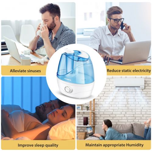  VicTsing Cool Mist Humidifier, Ultrasonic Humidifiers for Bedroom Baby, Premium Humidifying Unit with Whisper-Quiet Operation, Auto Shut-Off, Anti-Slip Handle, 12-24 Hours Working