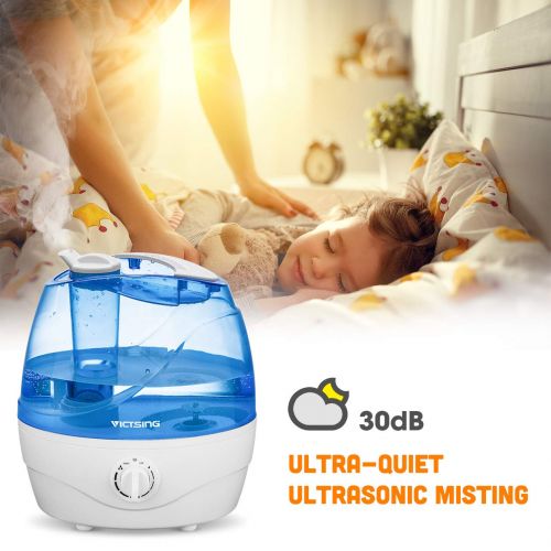  VicTsing Cool Mist Humidifier, Ultrasonic Humidifiers for Bedroom Baby, Premium Humidifying Unit with Whisper-Quiet Operation, Auto Shut-Off, Anti-Slip Handle, 12-24 Hours Working