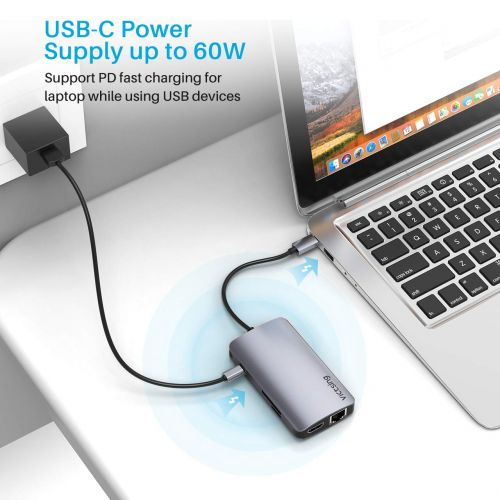  VicTsing Victsing USB C Hub, 8-in-1 Type C Hub Adapter with Ethernet Port, 4K USB C to HDMI, PD Charging, 3 USB 3.0 Ports, SD/TF Card Reader, Compatible for MacBook, Chromebook, Dell XPS, A