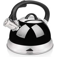 VICALINA Tea Kettle, 2.4 Quart Whistling Tea Kettle for Stove top, Stainless Steel Teapot with One-Touch Switch Button,Metallic Polishing-Black