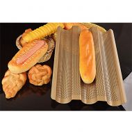 Vicanba Home - 3 Slots Wave Bakeware Home French Bread Loaf Baguette Mold Baking Tray Non Stick Perforated Diy Pan - Health Home Computers Accessories Case Electronics Garden Weddings Girl