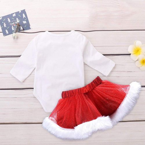  Vicbovo Christmas Outfits Costume Newborn Baby Girls First Christmas Romper Tutu Skirts Xmas Party Princess Dress Clothes Set