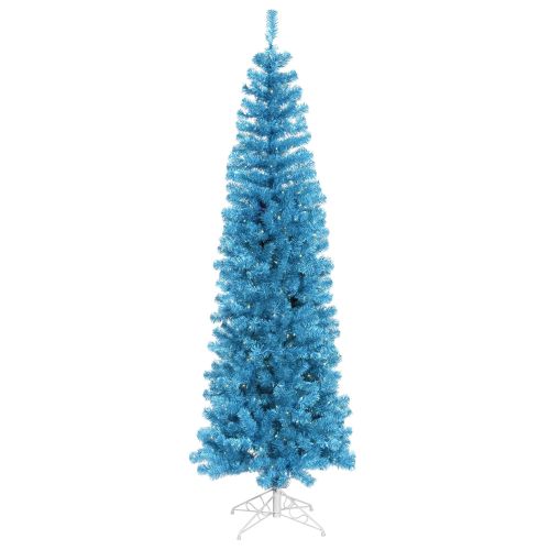  Vickerman Artificial Christmas Tree 5.5 x 22 Sky Blue Pencil Dura-lit 250 Blue Lights