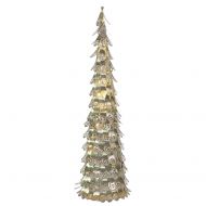 Vickerman 4 Pre-Lit Champagne Christmas Cone Tree Outdoor Decoration - Warm Clear LED Lights