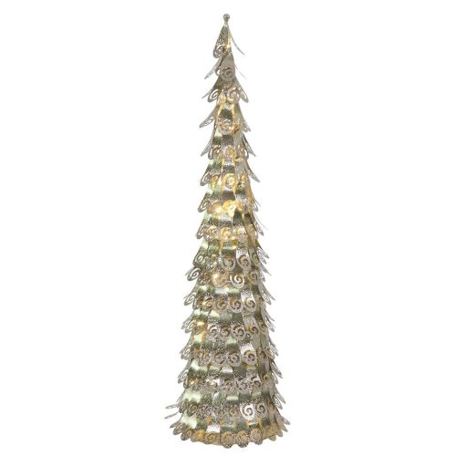  Vickerman 4 Pre-Lit Champagne Christmas Cone Tree Outdoor Decoration - Warm Clear LED Lights