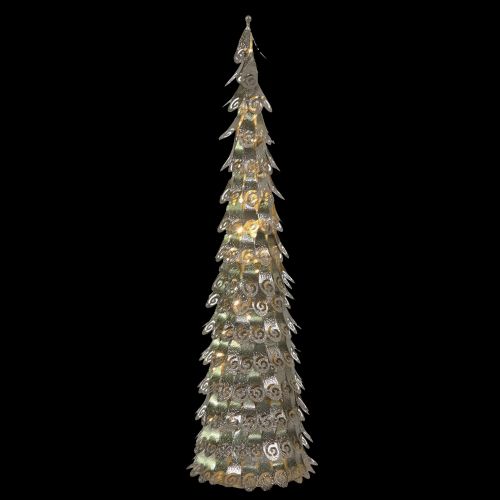  Vickerman 4 Pre-Lit Champagne Christmas Cone Tree Outdoor Decoration - Warm Clear LED Lights