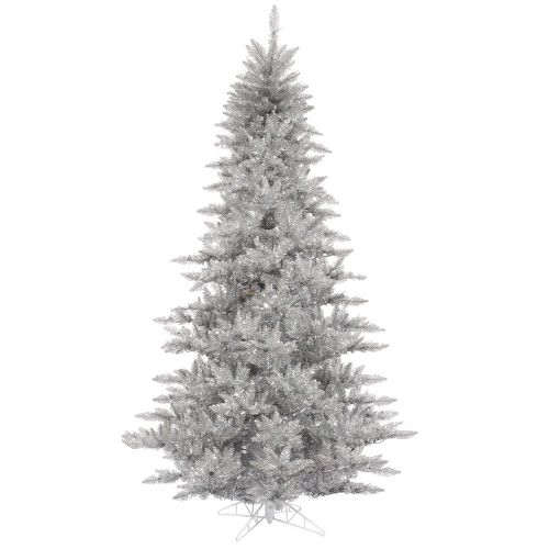  Vickerman 3 Silver Tinsel Fir Artificial Christmas Tree, Unlit