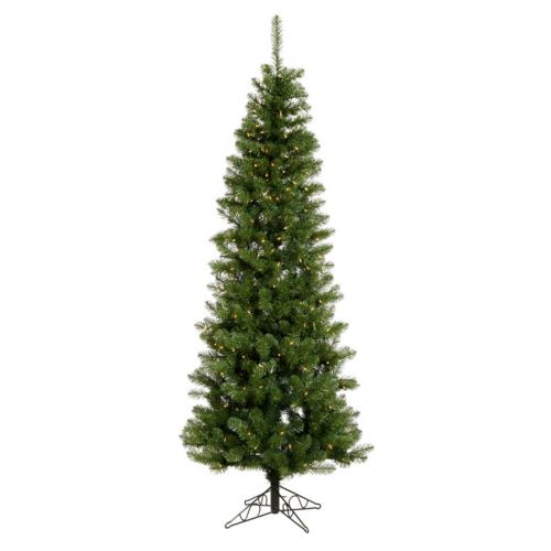  Vickerman Pre-Lit 5.5 x 28 Salem Pencil Pine Dura-Lit Artificial Christmas Tree, Green, Clear Lights