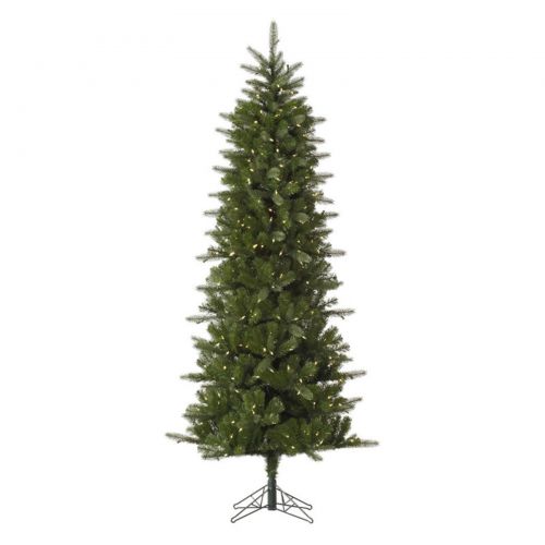  Vickerman Pre-Lit 7.5 x 38 Carolina Pencil Spruce LED Artificial Christmas Tree, Green, White Lights