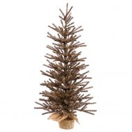Vickerman Artificial Christmas Tree 36 Chocolate Tree wBurlap Base 454 Tips