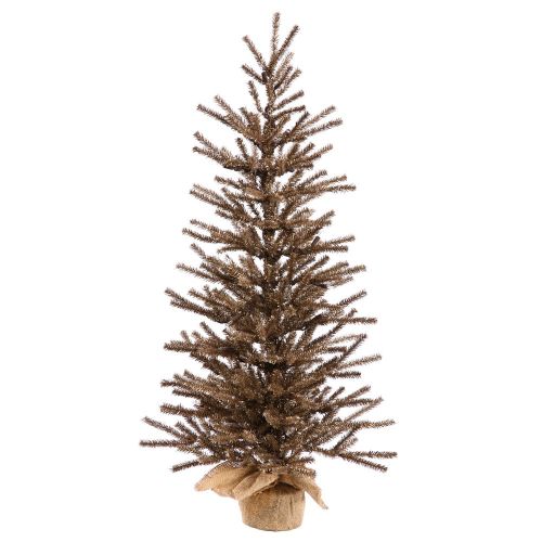  Vickerman Artificial Christmas Tree 36 Chocolate Tree wBurlap Base 454 Tips