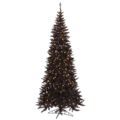  Vickerman 439685 - 7.5 x 40 Black Slim Fir Tree with 500 Clear Lights Christmas Tree (K161676)