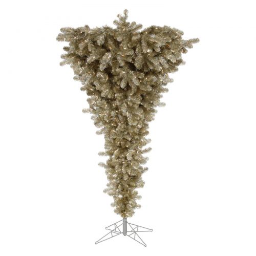  Vickerman 7.5 Champagne Upside Down Artificial Christmas Tree with 500 Warm White LED Lights