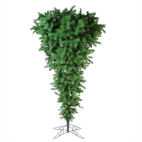  Vickerman 7.5 Pre-Lit Green Upside Down Artificial Christmas Tree - Clear Dura Lights