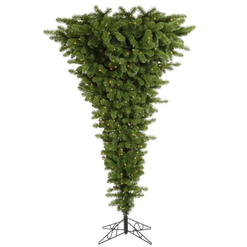  Vickerman 7.5 Pre-Lit Green Upside Down Artificial Christmas Tree - Clear Dura Lights