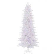 Vickerman 7.5 Crystal White Pine Slim Artificial Christmas Tree with 500 Multi-Colored LED Lights