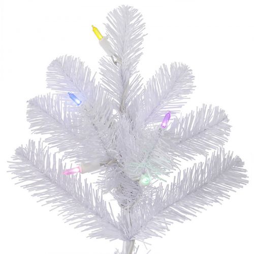  Vickerman 7.5 Crystal White Pine Slim Artificial Christmas Tree with 500 Multi-Colored LED Lights