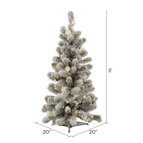  Vickerman 3 Flocked Kodiak Spruce Artificial Christmas Tree with 50 Warm White LED and 15 Warm White G40 LED Lights