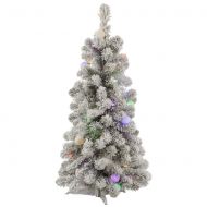 Vickerman 3 Flocked Kodiak Spruce Artificial Christmas Tree with 50 Multi-Colored LED and 15 Multi-Colored G40 LED Lights