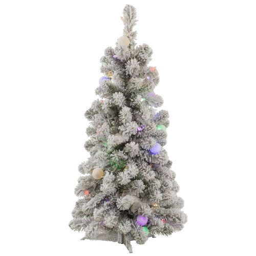  Vickerman 3 Flocked Kodiak Spruce Artificial Christmas Tree with 50 Multi-Colored LED and 15 Multi-Colored G40 LED Lights