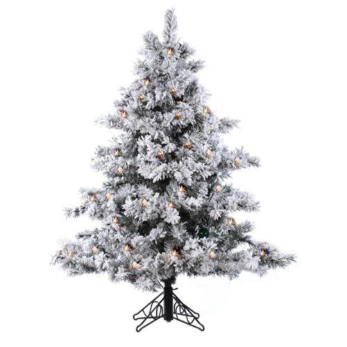  Vickerman 4.5 Pre-Lit Flocked Alaskan Artificial Christmas Tree - Clear Lights