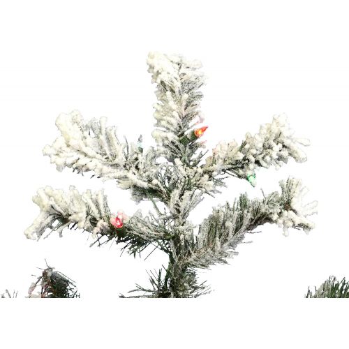  Vickerman Flocked Alaskan Tree with Dura-Lit 900 Light, 7.5-Feet by 68-Inch, Multicolored